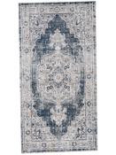 Blue Vintage Area Rug in Small size, Machine Made using Polypropylene with Grey, Cream and Traditional design in 78 x 150 cm size image