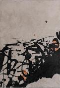 Black Abstract Area Rug in Medium size, Hand Loom using Cotton,Polyester,Acrylic,Viscose with Grey, Orange and Modern design in 160 x 230 cm size image