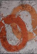 Grey Abstract Area Rug in Medium size, Hand Loom using Cotton,Polyester,Acrylic,Viscose with Orange and Modern design in 160 x 230 cm size image