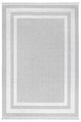 Beige &amp; Charcoal Plain Bordered Rug for Kitchen image