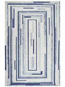 Blue Geometric Living Room Rug in Medium size, Hand Tufted using Blended Wool,Cotton with White and Modern design in 152 x 215 cm size image