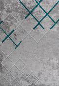 Green Geometric Living Room Rug in Medium size, Hand Loom using Cotton,Polyester,Acrylic,Viscose with Grey and Modern design in 160 x 230 cm size image