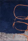 Blue Abstract Living Room Rug in Medium size, Hand Loom using Cotton,Polyester,Acrylic,Viscose with Grey, Orange and Modern design in 160 x 230 cm siz image