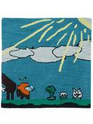 Blue Kids Area Rug in Round size, Hand Tufted using Blended Wool with Multicolour and Modern design in 76 x 76 cm size image