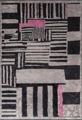 Black Geometric Living Room Rug in Medium size, Hand Loom using Cotton,Polyester,Acrylic,Viscose with Grey, Pink and Modern design in 160 x 230 cm siz image