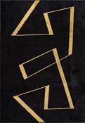 Black Geometric Living Room Rug in Medium size, Hand Loom using Cotton,Polyester,Acrylic,Viscose with Yellow and Modern design in 160 x 230 cm size image