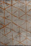 Brown Geometric Living Room Rug in Medium size, Hand Loom using Cotton,Polyester,Acrylic,Viscose with Grey, Orange and Modern design in 160 x 230 cm s image