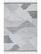 Brown Stripes Living Room Rug in Small size, Machine Made using Polyester with Black, Grey, White and Modern design in 80 x 150 cm size image