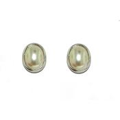 rhodium oval pearl stud earrings image
