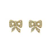 crystal bow gold plated earring image