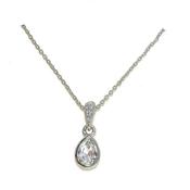 cachet cystal pear cut rhodium pendant image