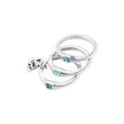 uno de 50 happy blue 12mm triple metal ring clad with silver and swarovski�  elements