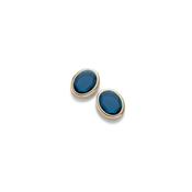 aquaforte caramelle ovali stud earrings with blue faceted venitian glass image