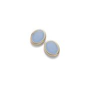 aquaforte caramelle ovali stud earrings with milky blue faceted venitian glass image
