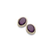 aquaforte caramelle ovali stud earrings with amethyst faceted venitian glass image