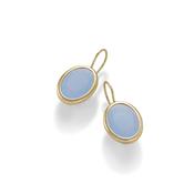aquaforte caramelle ovali leverback earrings with milky blue  faceted venitian glass image
