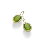 aquaforte caramelle ovali leverback earrings with cat's eye green faceted venitian glass image