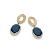aquaforte caramelle ovali pendant earrings with blue faceted venitian glass image