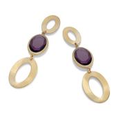 aquaforte caramelle ovali pendant earrings with amethyst  faceted venitian glass image