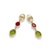 aquaforte caramelle ovali pendant earrings with two different faceted venitian glass image