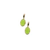 aquaforte coriandoli snap earrings with oval transparent cat's eye green  faceted venitian glass image