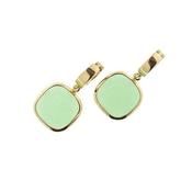 aquaforte coriandoli snap earrings with square milky green  faceted venitian glass image