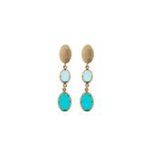 aquaforte caramelle marine ovali dangling earrings with 2 petrol colour faceted venitian glass image