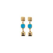 aquaforte mignon earrings with satin square head, petrol  faceted venitian glass and polished pendants elements image