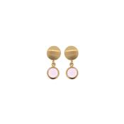 aquaforte mignon earrings with satin round head and baby pink  faceted venitian glass pendants image