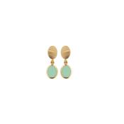 aquaforte mignon earrings with satin oval head and ssea green  faceted venitian glass pendants image