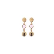 aquaforte mignon earrings with satin round head, baby pink glass pastes and polished pendants elements image
