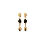 aquaforte mignon earring with double oval elements and black faceted glass  earrings