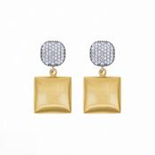 aquaforte i bicolore  brushed large square with round encrusted cz earrings image