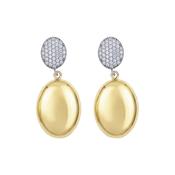 aquaforte i bicolore  brushed large oval with oval encrusted cz earrings image