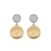 aquaforte i bicolore  brushed large round with round encrusted cz earrings