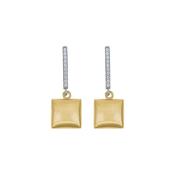 aquaforte i bicolore  brushed large square with curved encrusted cz earrings image