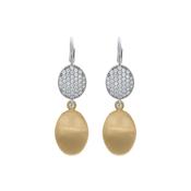 aquaforte i bicolore  brushed small oval with oval encrusted cz earrings