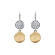 aquaforte i bicolore  brushed small round with round encrusted cz earrings