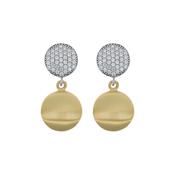 aquaforte  brushed small round with round encrusted cz earrings