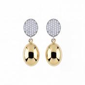 aquaforte  polished small oval with oval encrusted cz earrings