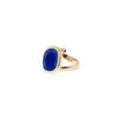 aquaforte caramelle reverse ring with satin-blue  faceted venitian glass. adjustable sizes image