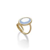 aquaforte caramelle ovali ring with milky blue faceted venitian glass image