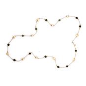 aquaforte mignon long necklace with brushed elements and black faceted glass  necklace