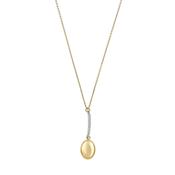 aquaforte i bicolore  polished small oval with curved encrusted cz pendant