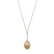 aquaforte i bicolore  brushed large oval with curved encrusted cz pendant