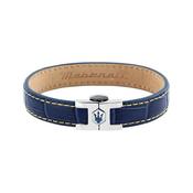 maserati jewels leather stainless steel bracelet blue leather blu 6.5x5.5cm image