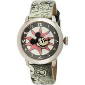 mickey mouse cartoon dial  leather strap watch