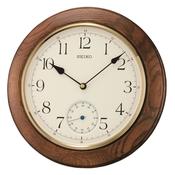 seiko wooden wall clock analogue second sub dial image