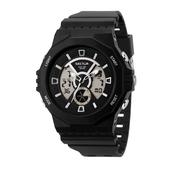 sector digital dual time, chime, stopwatch, black silicone watch