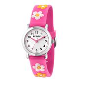 kikou kids mignon 26mm white dial pink flower strap watch